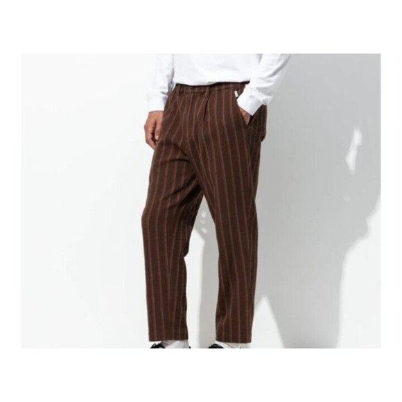 NEW Size 36 BANKS JOURNAL SUPPLY STRIPE PANT EARTH Brown Mens Drawstring Elastic